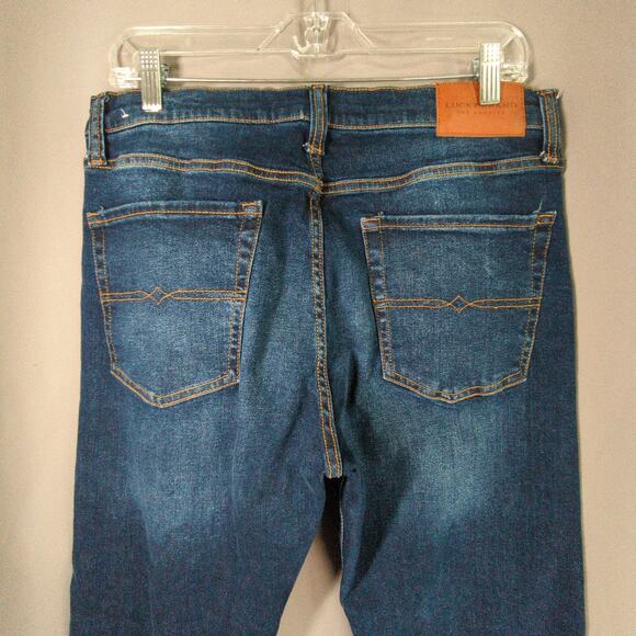 Lucky Brand Jeans Mens 32x27 Blue 363 Straight Hemmed Stretch - Picture 9 of 10